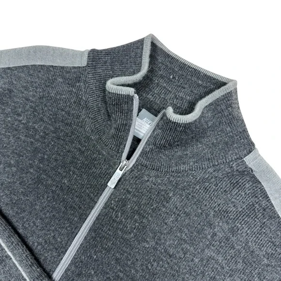 Vintage Nike Sportswear Wool Full Zip Mock Sweater Gray Mens Size XL Heavyweight